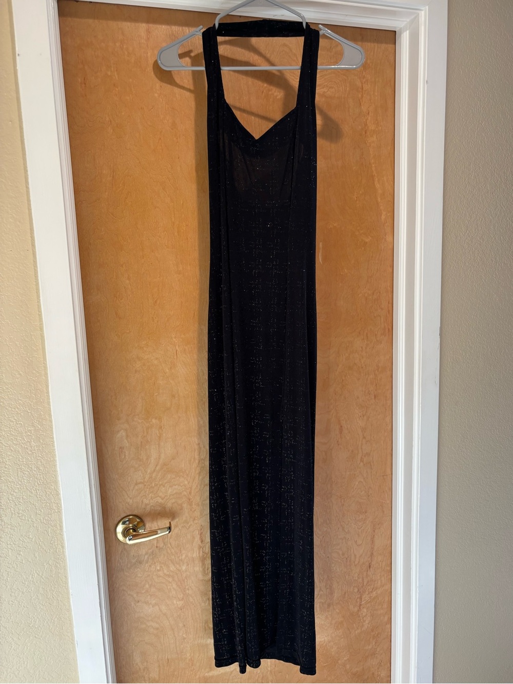 Black Sparkle Maxi Dress - Halter Evening Gown